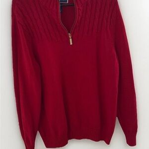 WOMENS KAREN SCOTT 1/4 ZIP 💯  COTTON CABLE PULLOVER COLOR RED L